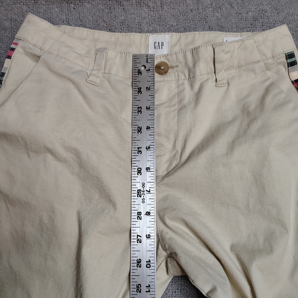 Gap Chino Pants Womens Size 28x28 French Vanilla Embellished Colorblock Trim Y2K - Picture 4 of 13